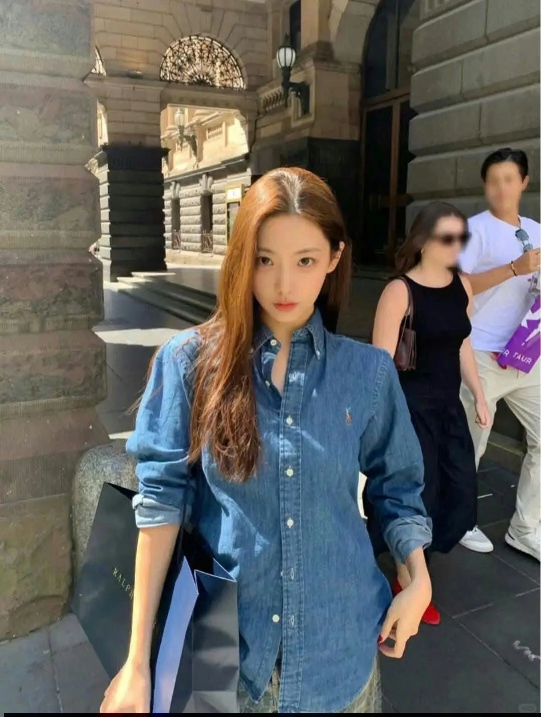 (Bill Macys) Ralph Lauren Big Boys Cotton Chambray Shirt